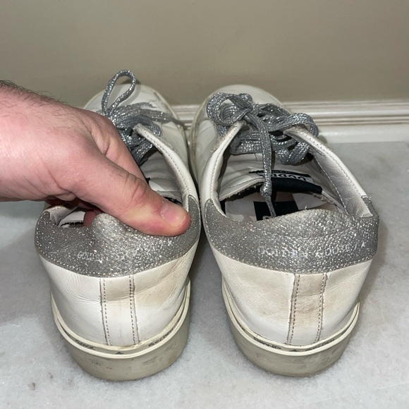 Golden Goose Hi Star Sneakers w/ Leopard Print Calf Hair Star and Glitter Heel - Picture 7 of 8